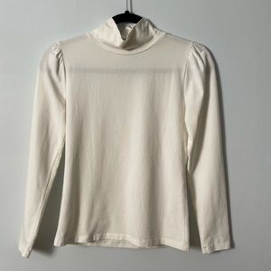 Rebecca Taylor White Turtleneck with Sleeve Detailing